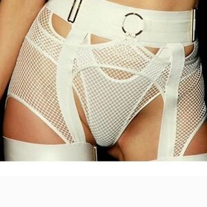 White Fishnet Thong Lingerie